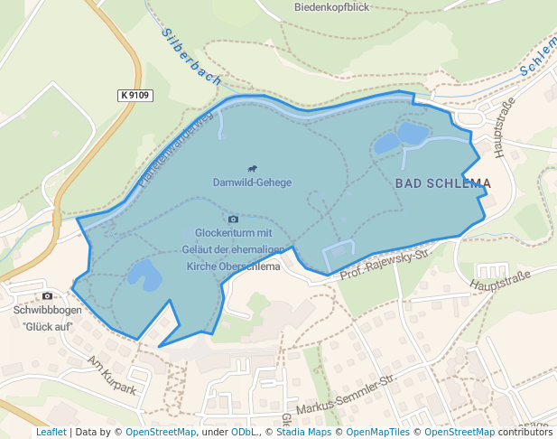 walking in Kurpark map in Aue-Bad Schlema