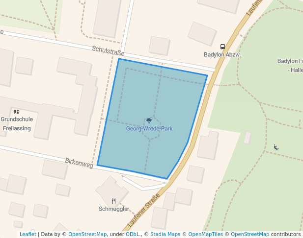 walking in Georg-Wrede-Park map in Freilassing