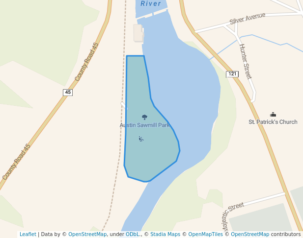 walking in Austin Sawmill Park map in Kinmount