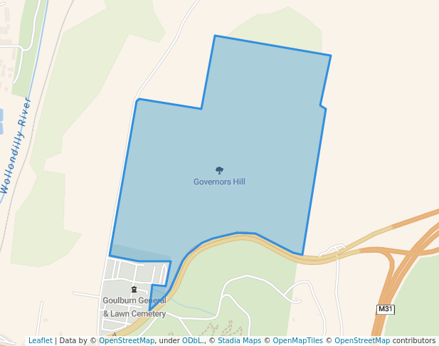 walking in Governors Hill map in Goulburn