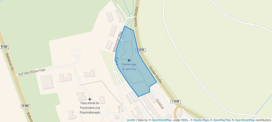 walking in Parkanlage an der Ems map in Bad Emstal