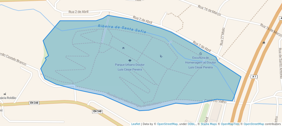 walking in Parque Urbano Doutor Luís César Pereira map in Vila Franca de Xira