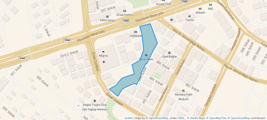 walking in Rihan Parkı map in Diyarbakır