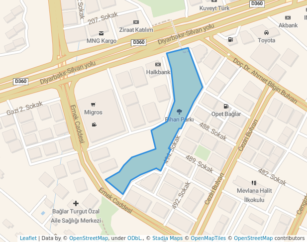 walking in Rihan Parkı map in Diyarbakır