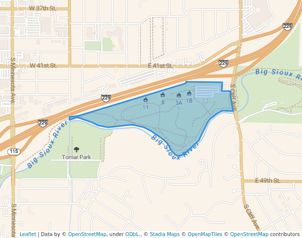 walking in Spencer Park map in Sioux Falls