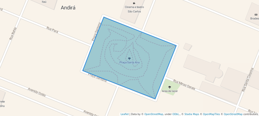 walking in Praça Santa Ana map in Andirá