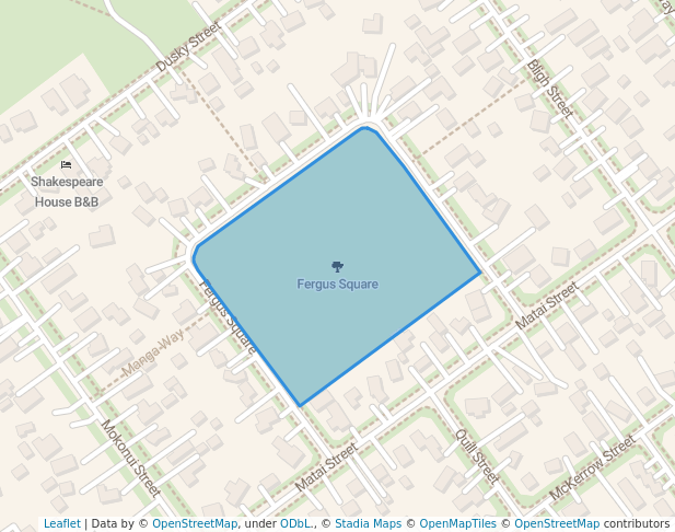 walking in Fergus Square map in Te Anau