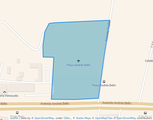 walking in Plaza Andrés Bello map in Caracas