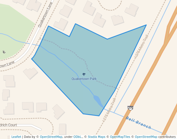 walking in Quakertown Park map in Livonia