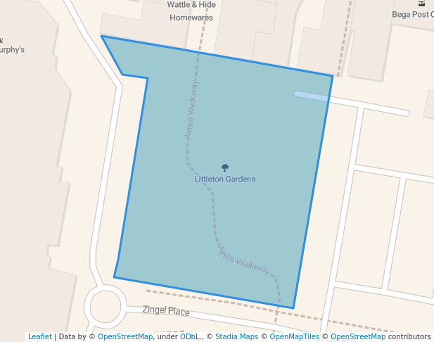 walking in Littleton Gardens map in Bega