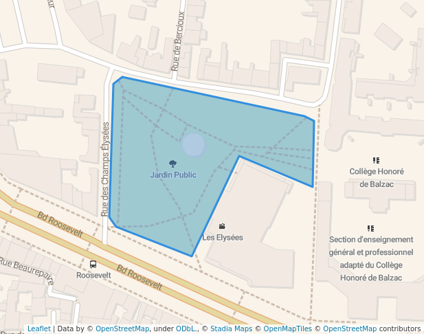 walking in Jardin Public map in Issoudun