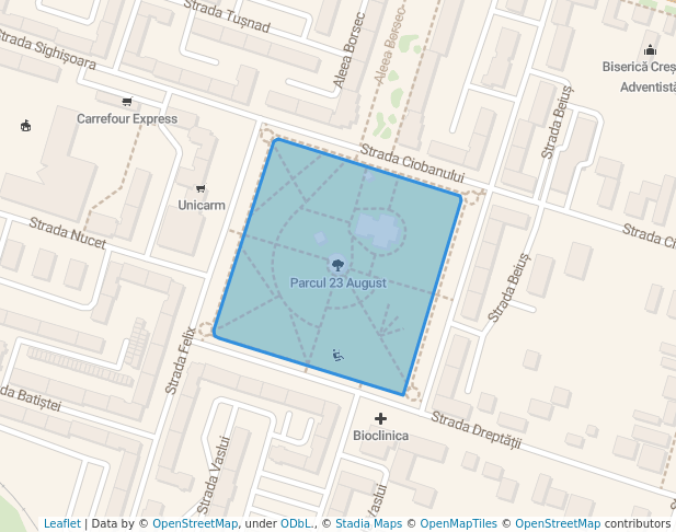 walking in Parcul 23 August map in Arad