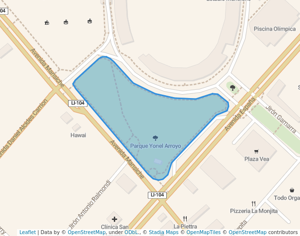 walking in Parque Yonel Arroyo map in Trujillo