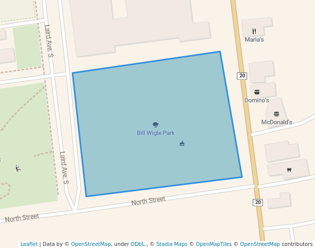 walking in Bill Wigle Park map in Amherstburg