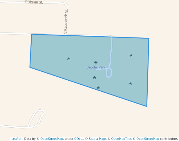 walking in Jacobs Park map in Farmington
