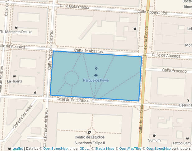 walking in Parque de Pavía map in Aranjuez