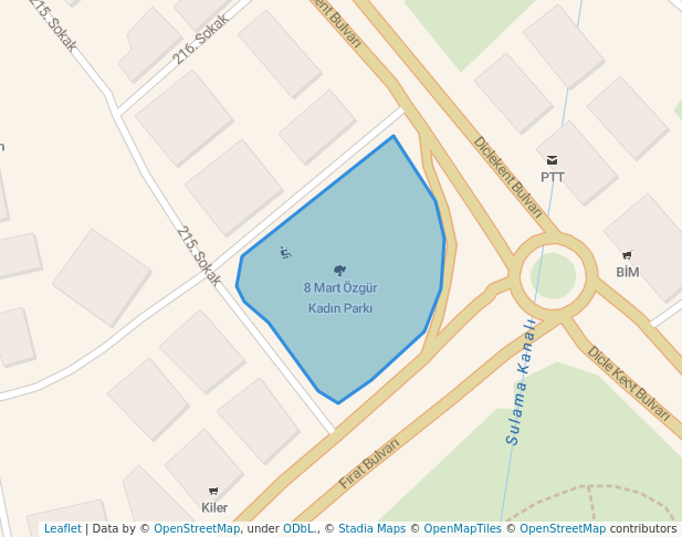 walking in 8 Mart Özgür Kadın Parkı map in Diyarbakır