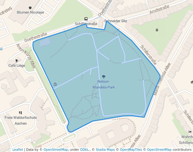 walking in Nelson-Mandela-Park map in Aachen