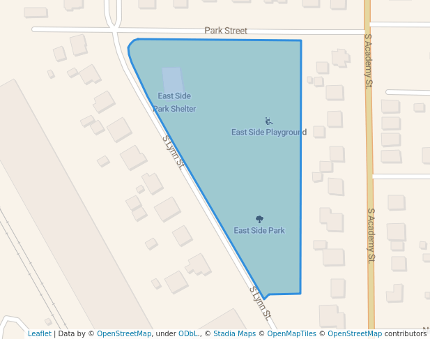 walking in East Side Park map in Stoughton