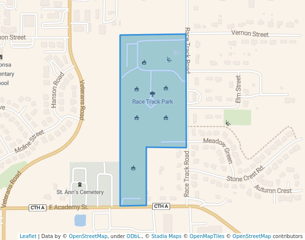 walking in Race Track Park map in Stoughton