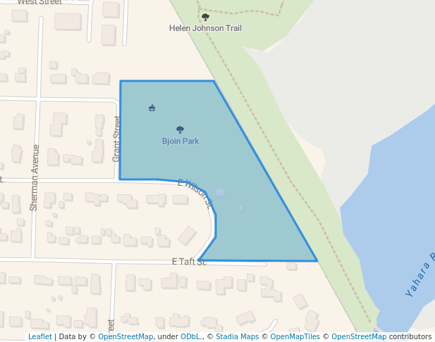 walking in Bjoin Park map in Stoughton