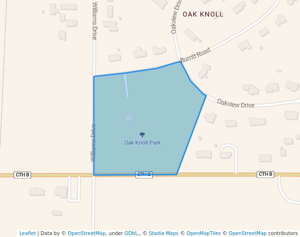 walking in Oak Knoll Park map in Stoughton