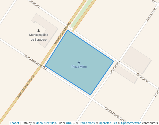 walking in Plaza Mitre map in Baradero