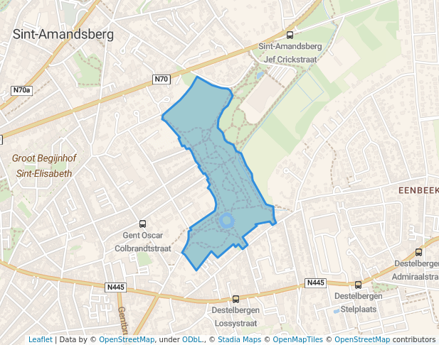 walking in Sint-Baafskouter map in Gent