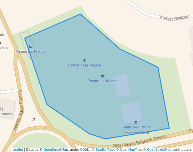 walking in Parque Las Madres map in Managua