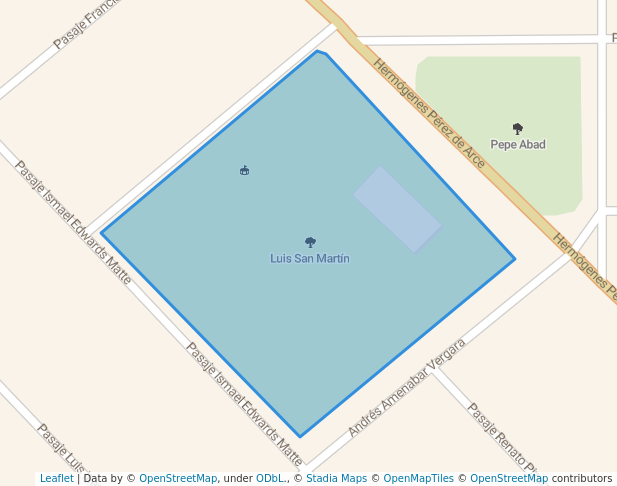 walking in Luis San Martín map in Santiago