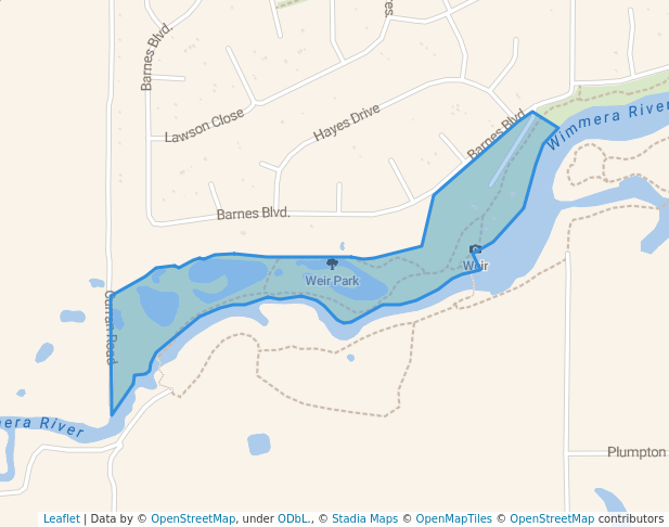 walking in Weir Park map in Horsham