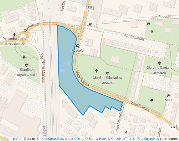 walking in Giardino Nino Luccarini map in Bologna