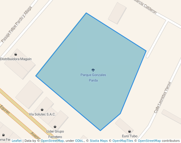 walking in Parque Gonzales Parda map in Trujillo