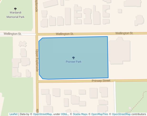 walking in Pioneer Park map in Bunbury