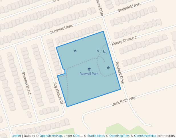 walking in Roswell Park map in Courtice