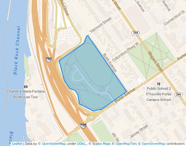 walking in Front Park map in Buffalo