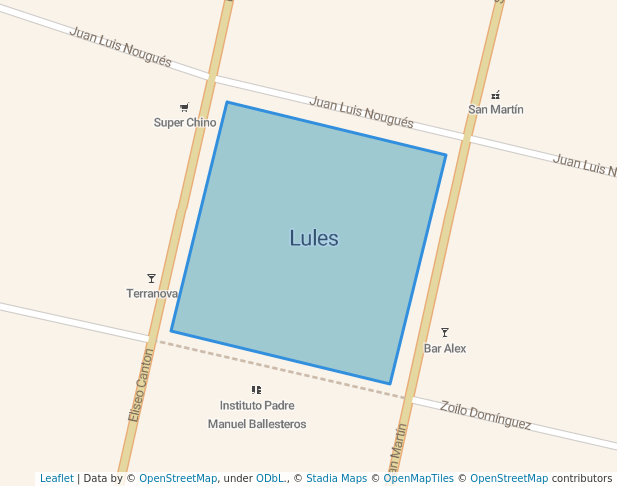 walking in Plaza 9 de Julio map in Lules