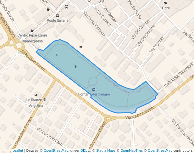 walking in Parco dei Canapé map in Foligno