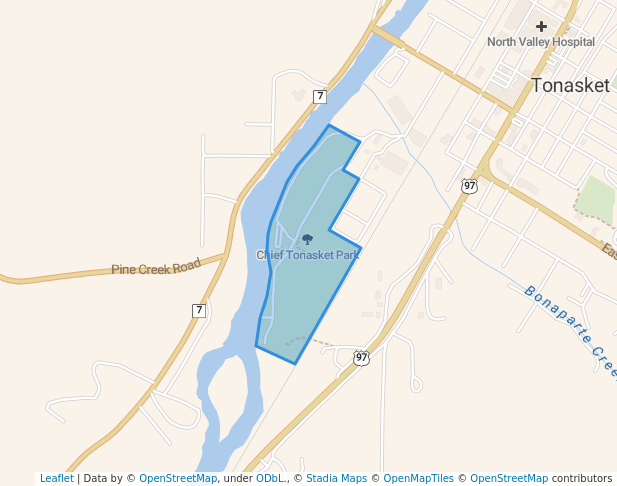 walking in Chief Tonasket Park map in Tonasket
