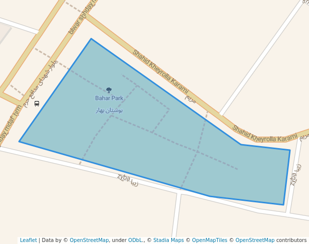 walking in Bahar Park map in Rasht