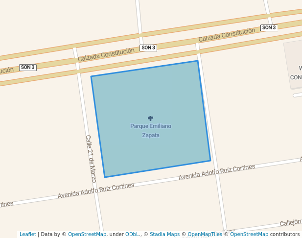 walking in Parque Emiliano Zapata map in San Luis Río Colorado