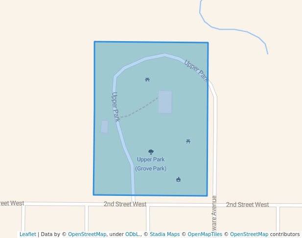 walking in Upper Park (Grove Park) map in Adrian