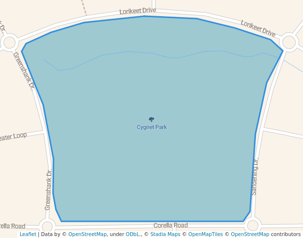 walking in Cygnet Park map in Djugun