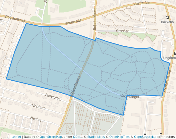 walking in Skovparken map in Aalborg