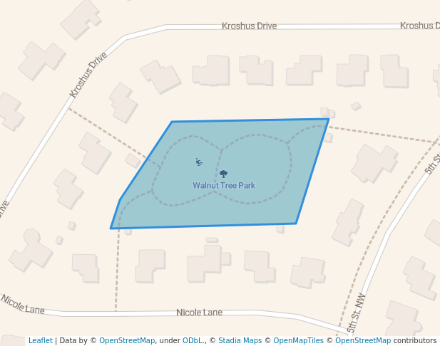 walking in Walnut Tree Park map in Dilworth