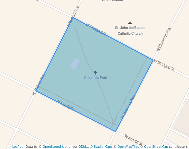 walking in Columbia Park map in Marshfield