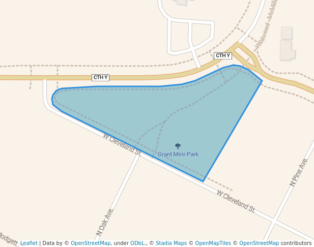 walking in Grant Mini-Park map in Marshfield