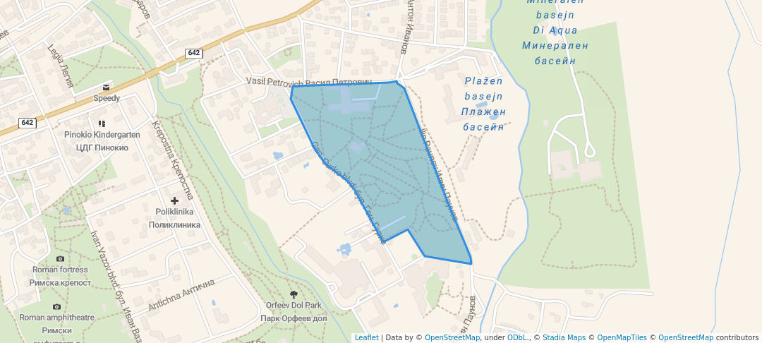 walking in Momina Banya Park map in Hisarya