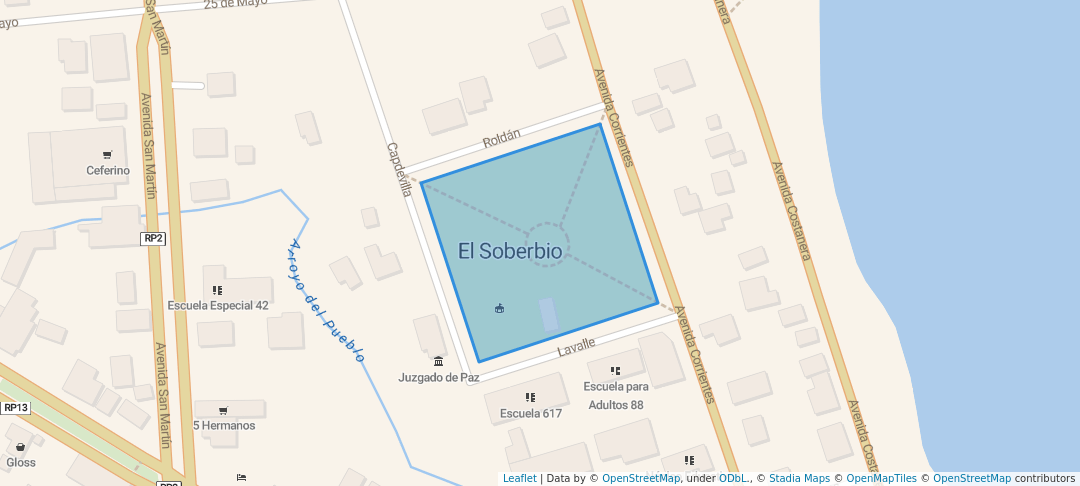 walking in Plaza San Martín map in El Soberbio