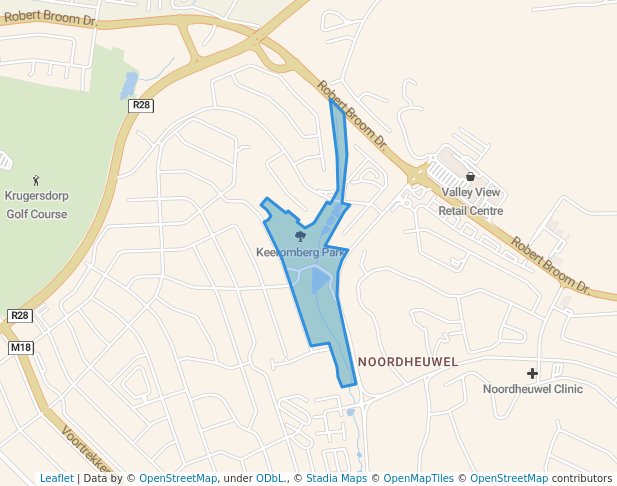 walking in Keeromberg Park map in Krugersdorp